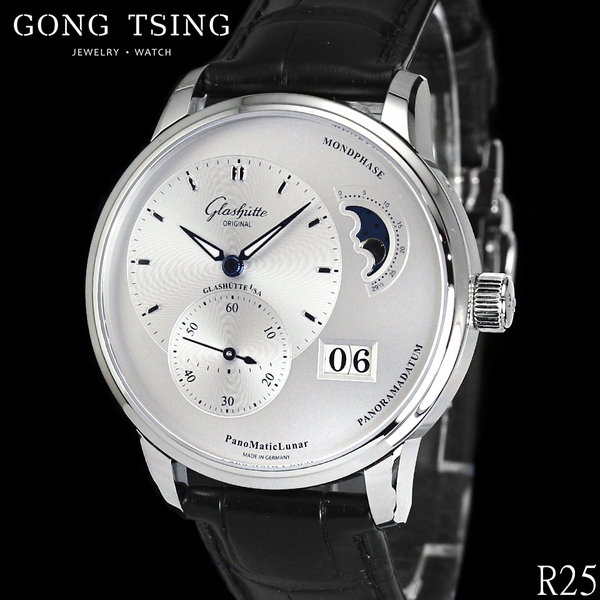 格拉蘇蒂男錶     Glashütte Original 原創 1-90-02-42-32-61 白色面盤 月相 40mm 未使用新品 2025年保單